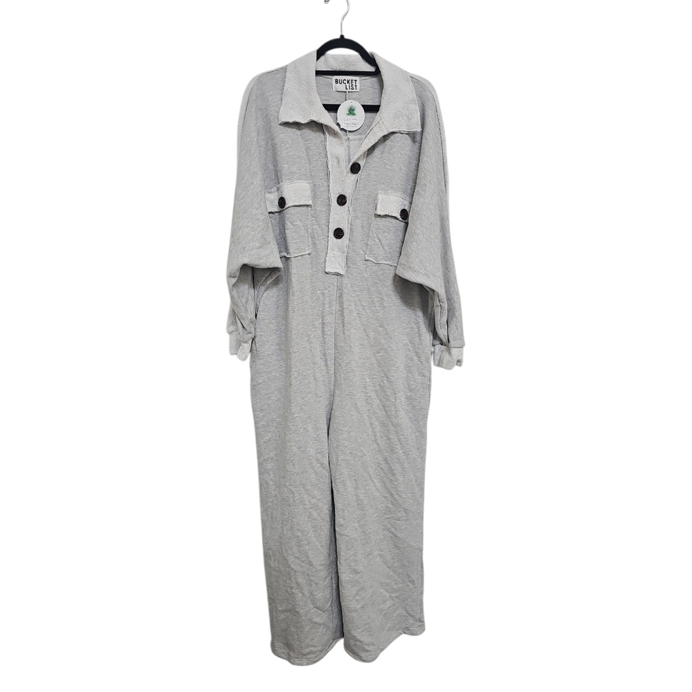 BUCKETLIST Gray Button-Up Jumpsuit